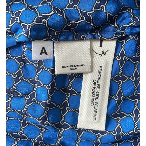 Ann Taylor Size Small 100% Silk Chain Link Print 3/4 Sleeves Blouse Top - Picture 8 of 8